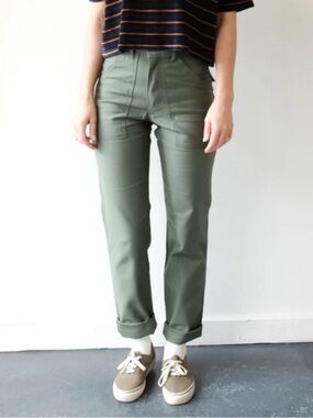 Vintage Stan Ray Fatigue Pants Taper Leg in Khaki Green